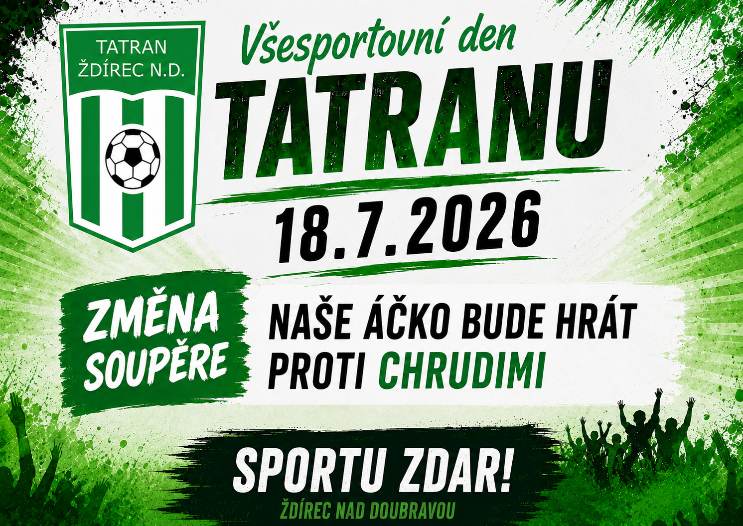 Změna soupeře na sobotní přípravné utkání